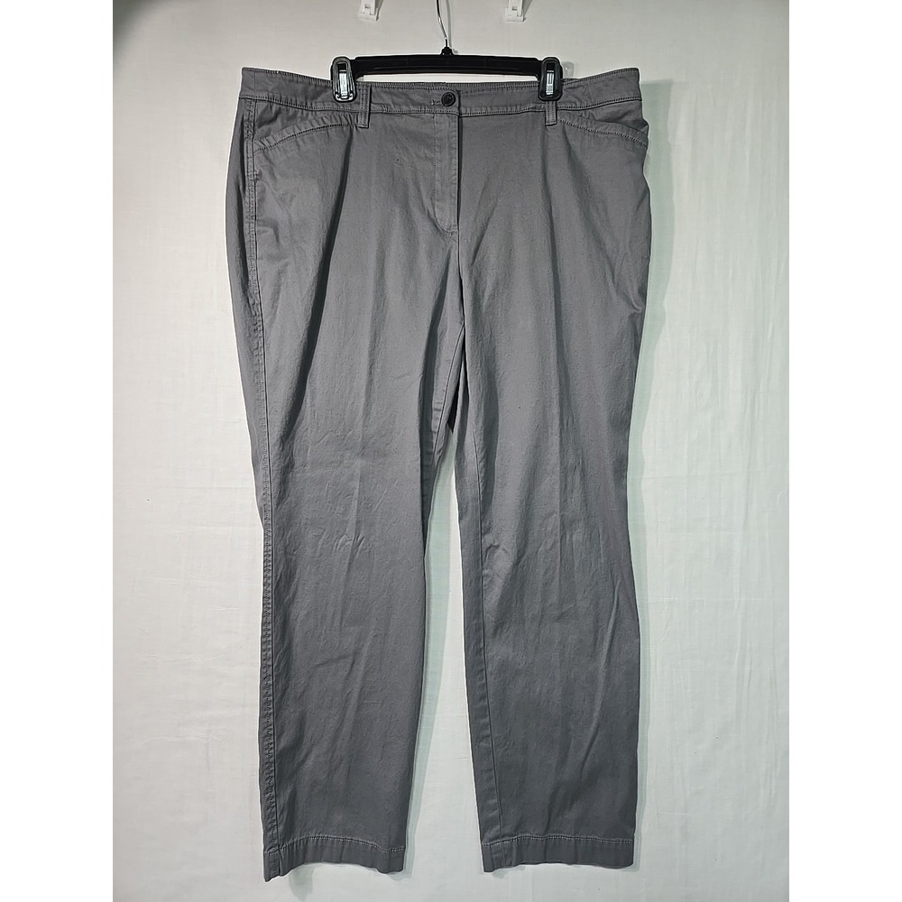 Talbots Straight Leg Chino Pants Women's 16W Gray Cotton Spandex Pockets